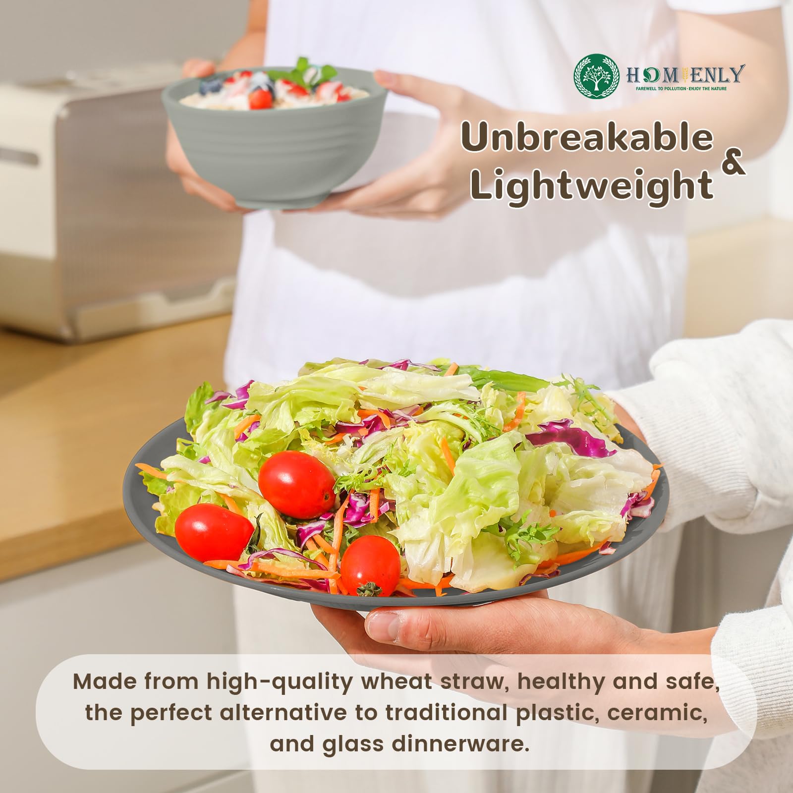 Homienly 26oz bowl in Grey Stone, versatile for soups and cereals