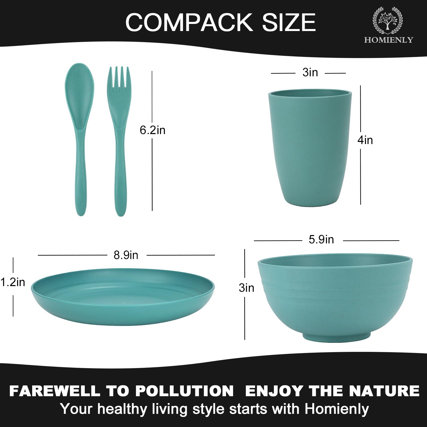 Homienly unbreakable dinnerware assembled for everyday meals and travel.