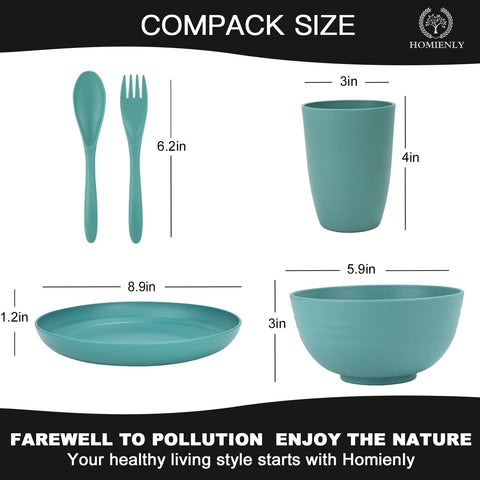 Homienly unbreakable dinnerware assembled for everyday meals and travel.