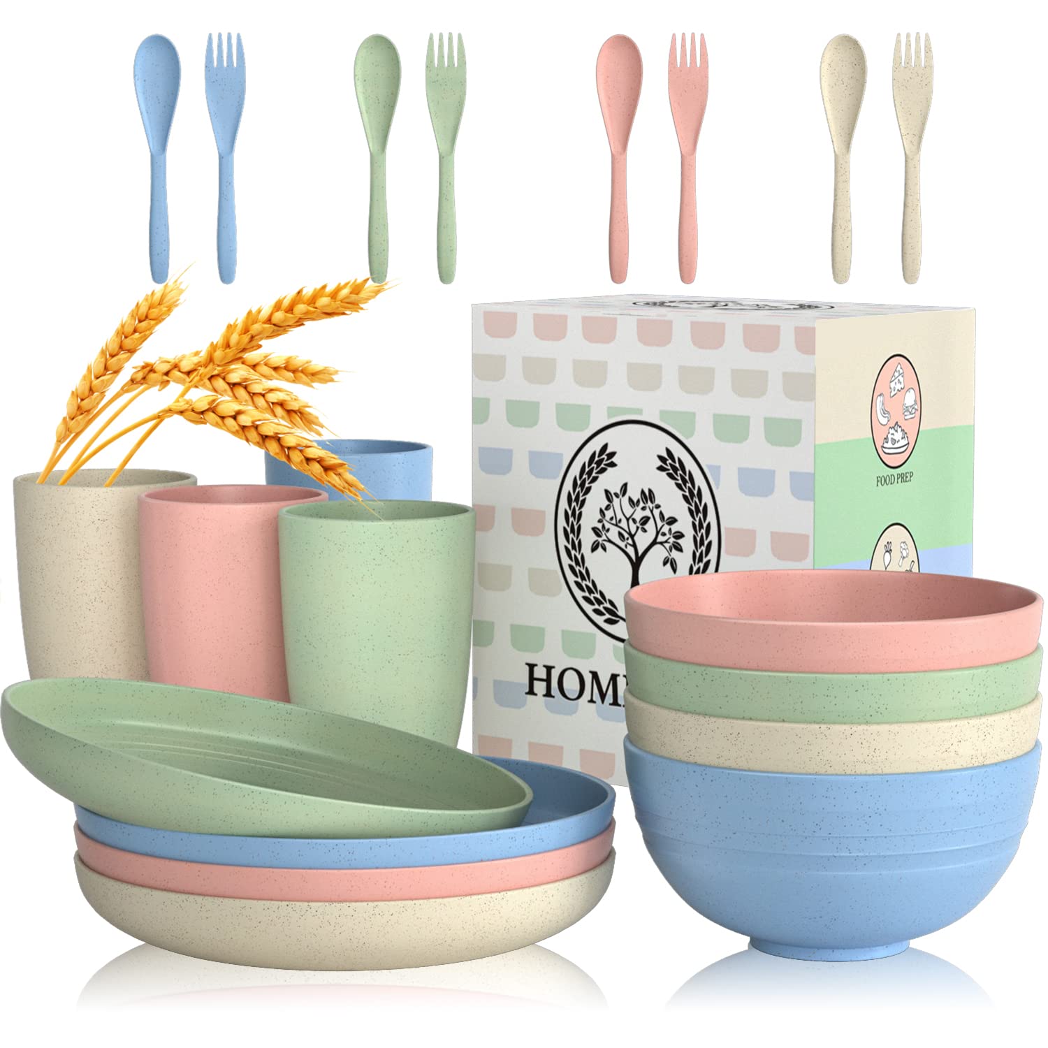Homienly wheat straw plate beige for everyday family meals, lightweight and durable.