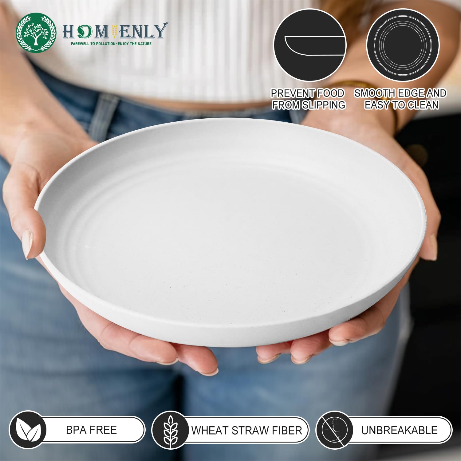 Homienly 8-inch plate outdoors during camping, lightweight and easy to pack.