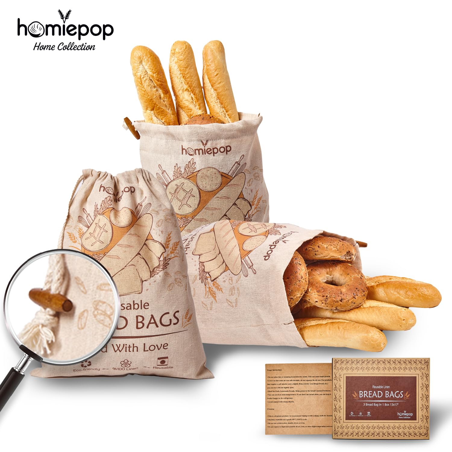 HomiePop kitchen setup with three bags for versatile storage.