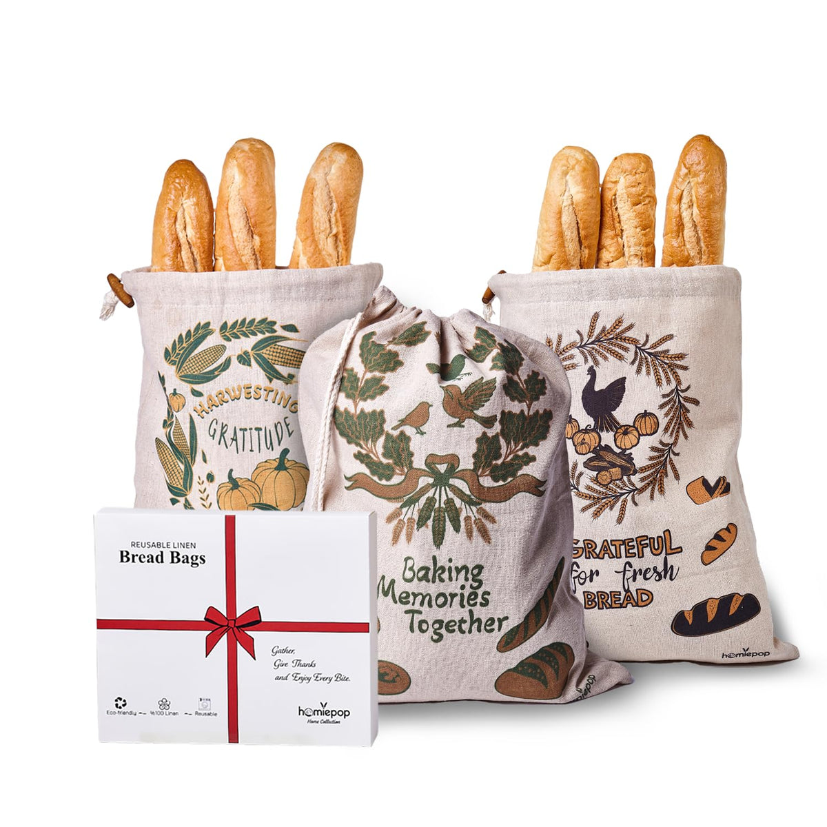 HomiePop bread bags with Thanksgiving pumpkins design keep sourdough fresh and festive.