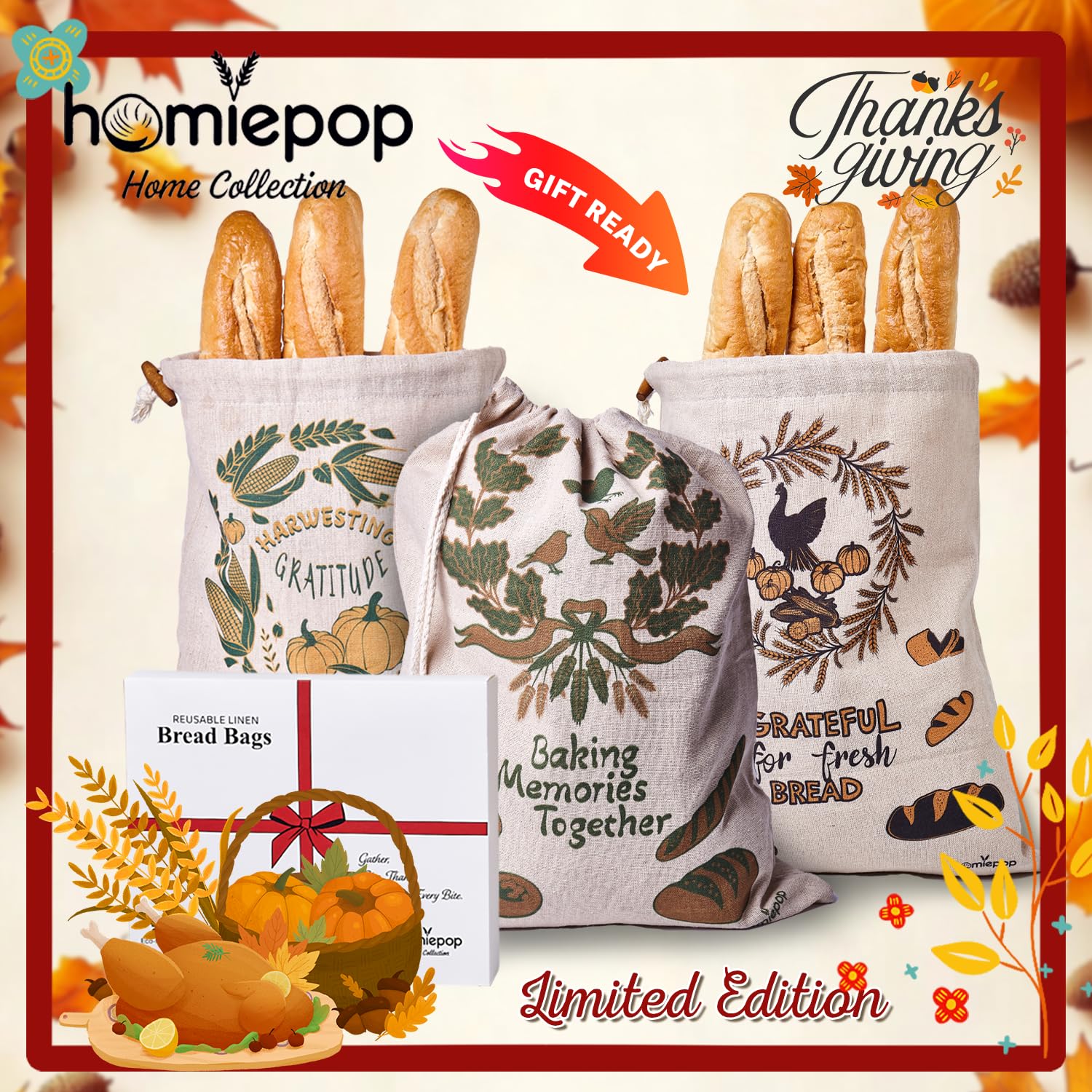 HomiePop three-bags-in-set design adds variety for different bread types.