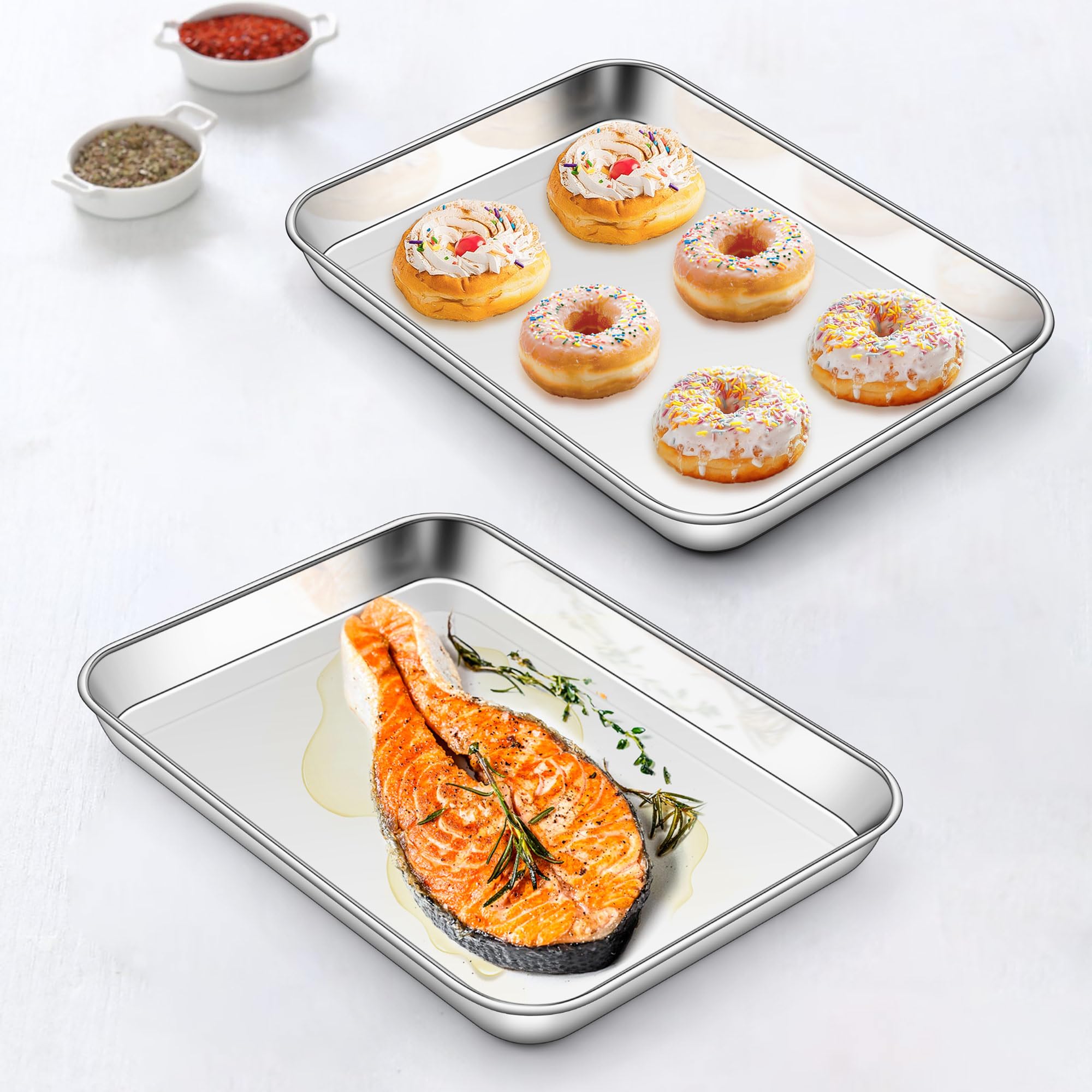 Homikit baking sheet highlighting 1-inch depth for contained sauces.