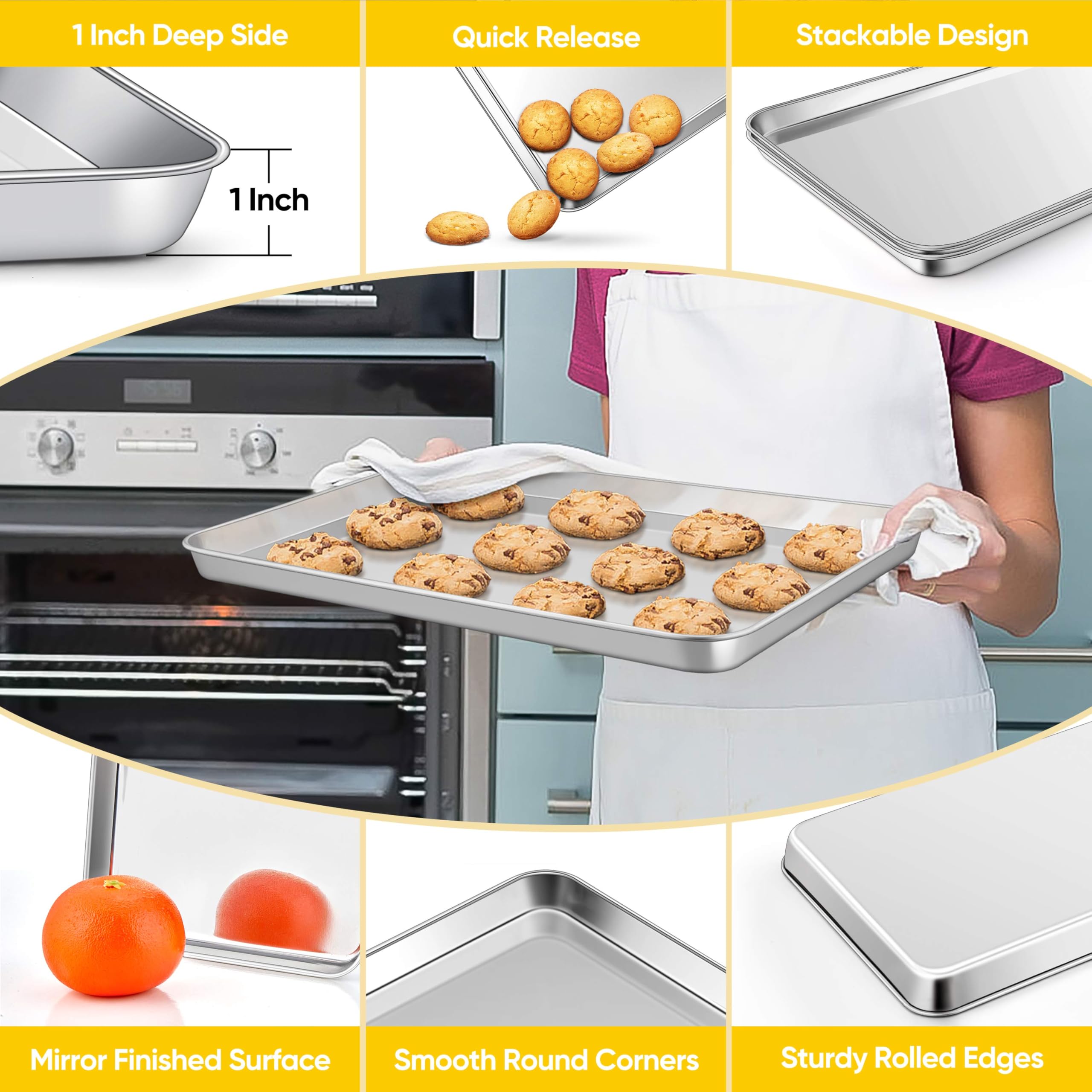 Homikit baking sheet 1-inch depth keeps sauces contained while roasting.