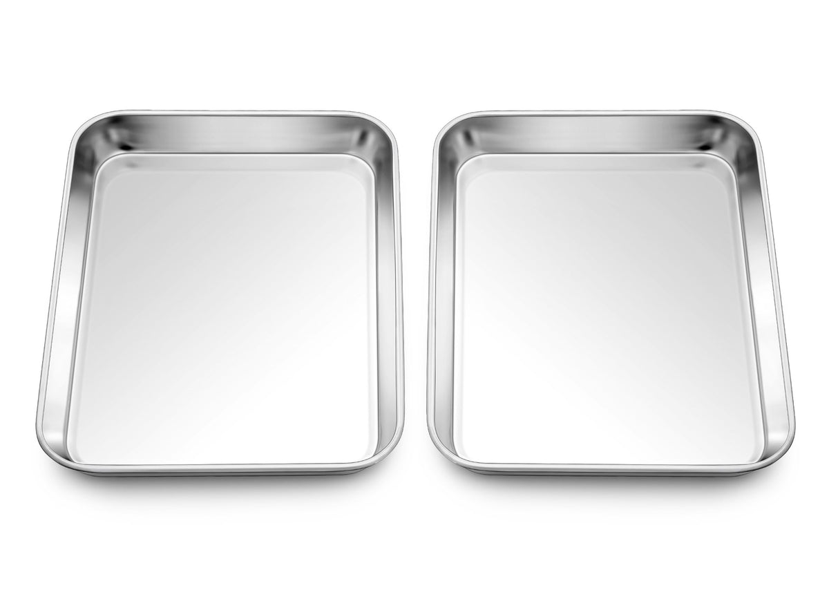 Homikit 9x7 inch baking sheet in stainless steel with even browning capability.