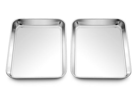 Homikit 9x7 inch baking sheet in stainless steel with even browning capability.