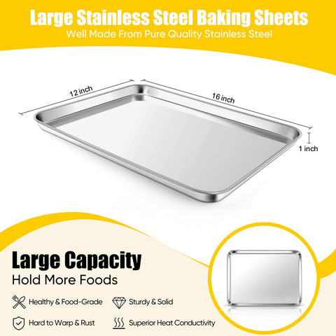 Homikit baking sheet with rolled rim edge for easy handling and transfer.