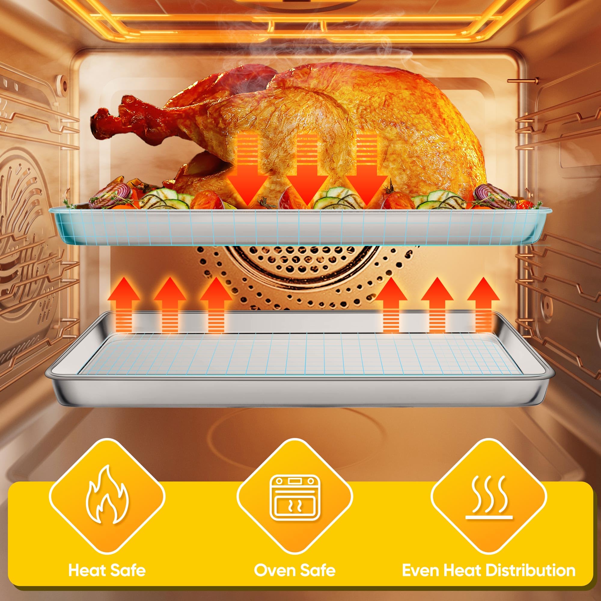Homikit baking sheet smooth mirror-finish reduces sticking for quick release.