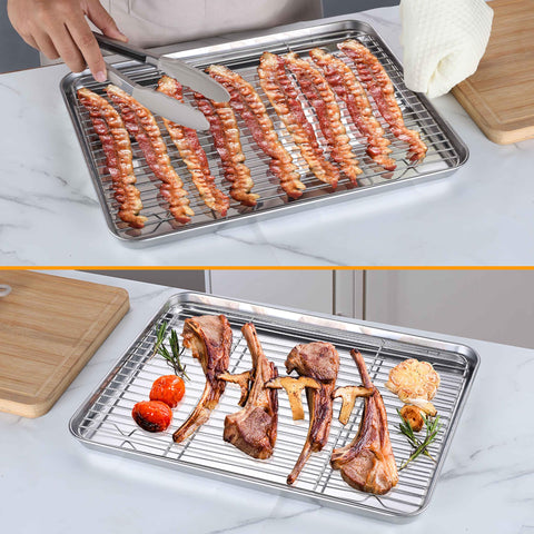 Homikit deep 1-inch baking tray holds foods without overflow