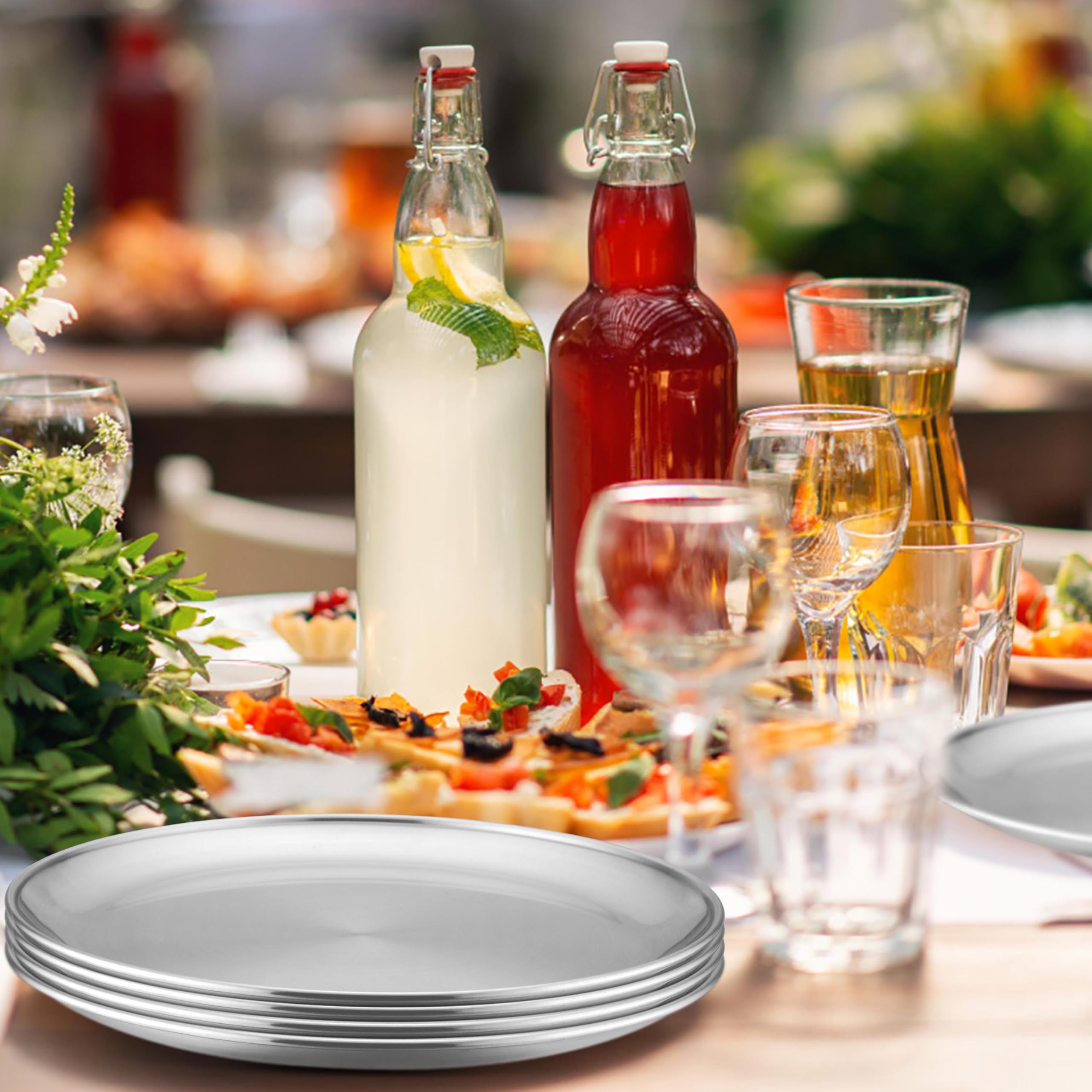 Homikit gift-ready stainless plates, sturdy and reusable.