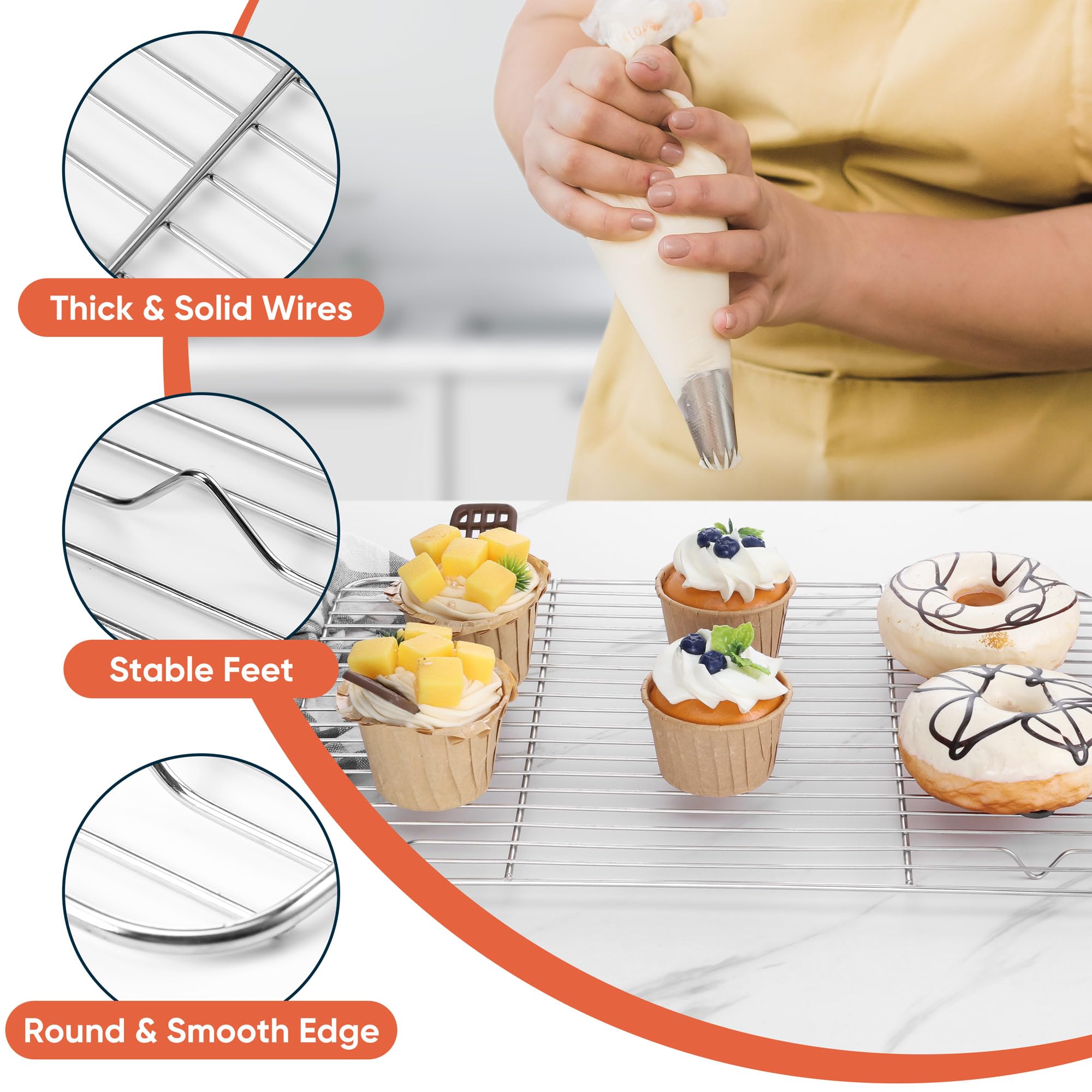 Homikit oven-safe wire rack up to 575 degrees Fahrenheit for roasting