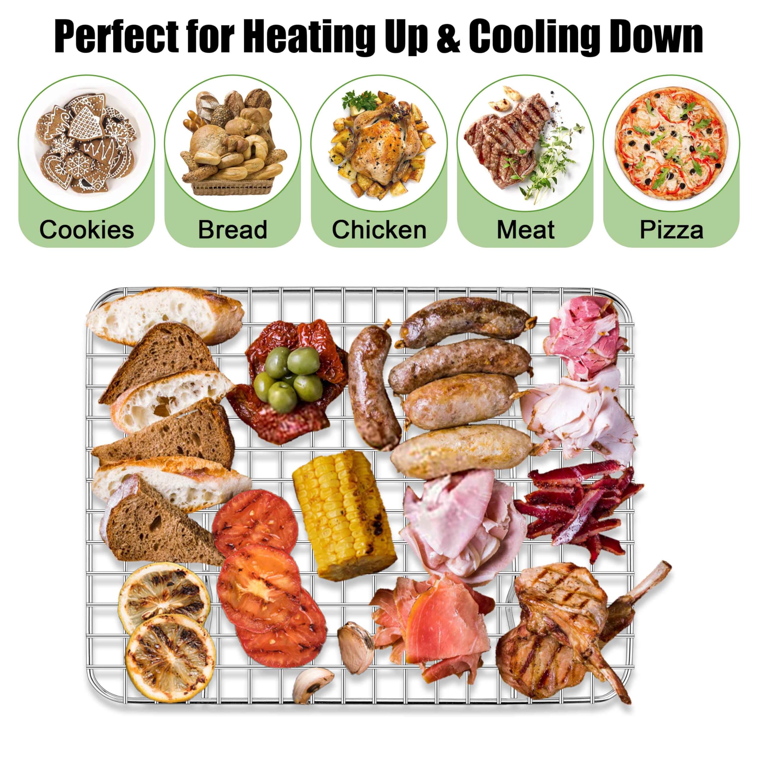 Homikit 12x9 rack fits quarter sheet pans for versatile use