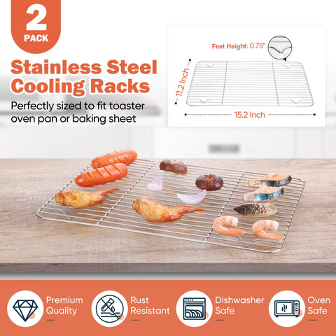 Homikit stainless steel baking rack with smooth edges for safe handling