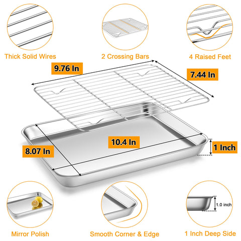 Homikit stainless steel cookie sheet 10x8 for durability and rust resistance