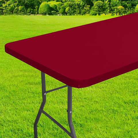 Homing rectangle table cloth cover in wine red for 30x72 fit on 6 ft tables.