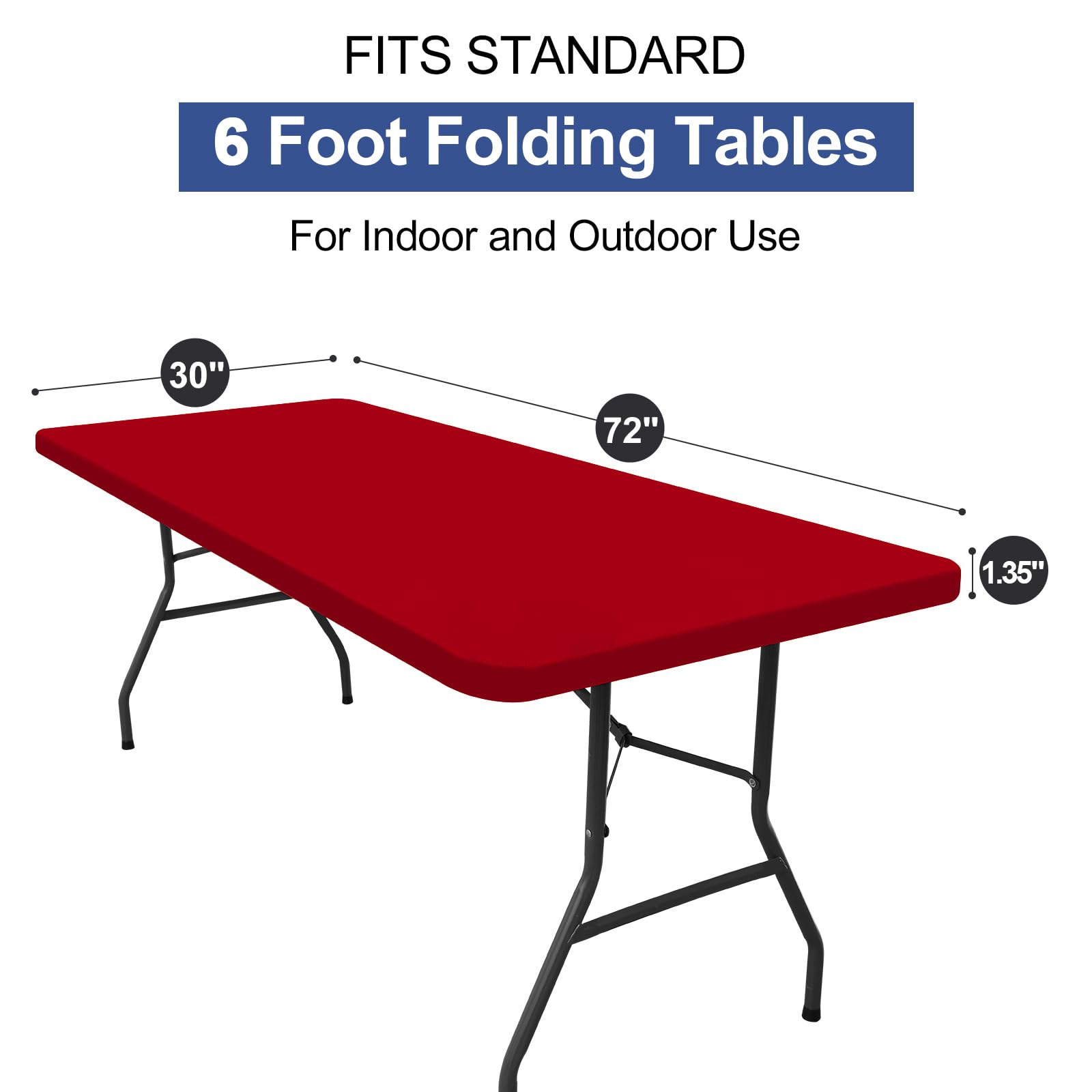Homing red table cover adds vibrant color to outdoor setups.