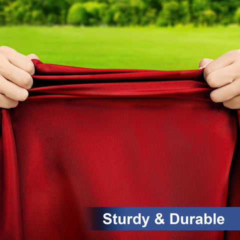 Tear-resistant fabric of the Homing rectangle table cover stands up to use.