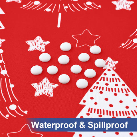 Homing tablecloth fits 45-56 inch round tables securely.