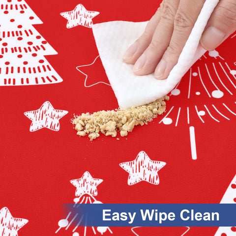 Homing tablecloth helps protect tables with a water-repellent finish.