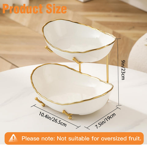 Side-angle view of HOMKULA 2-tier fruit stand highlighting space-saving design.