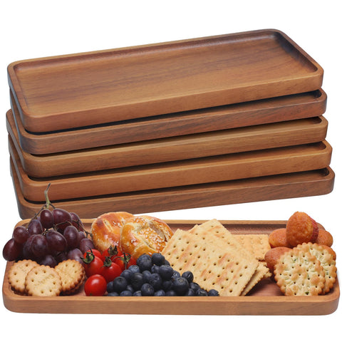 HOMKULA Acacia wood serving platters six-pack for elegant charcuterie displays