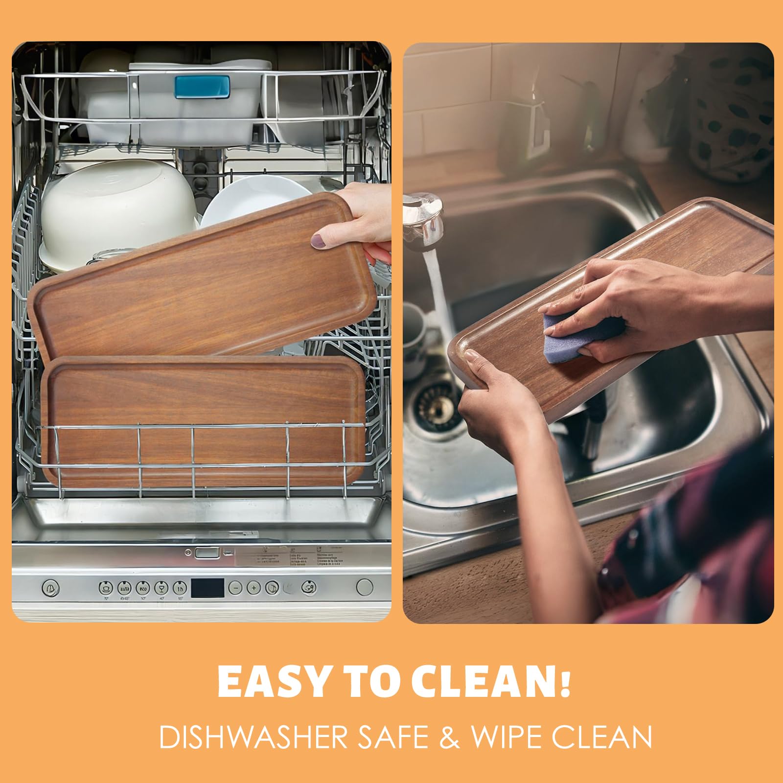 HOMKULA Acacia wood tray highlighting natural grain for home decor