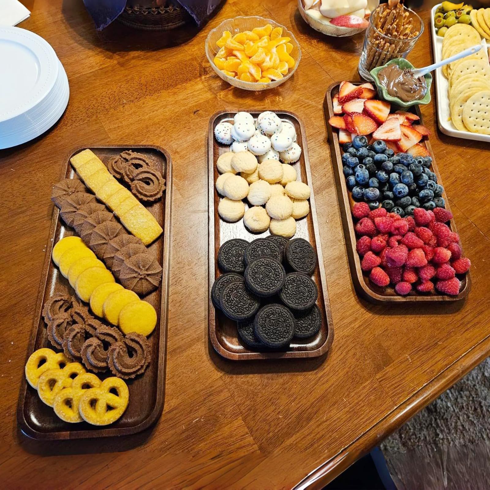 HOMKULA Acacia wood tray on kitchen counter for everyday use