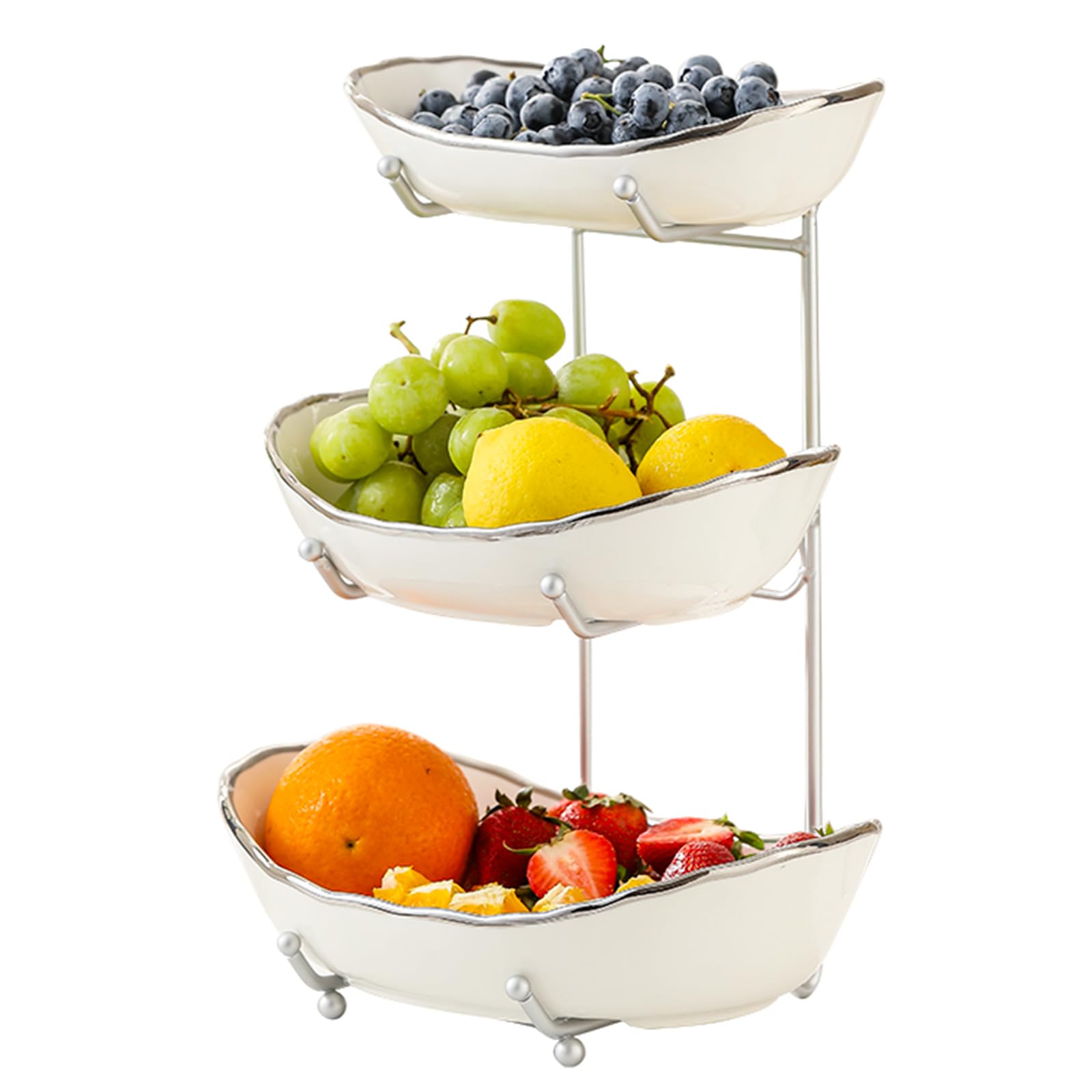 HOMKULA ceramic 3-tier fruit bowl on the countertop for an organized display.