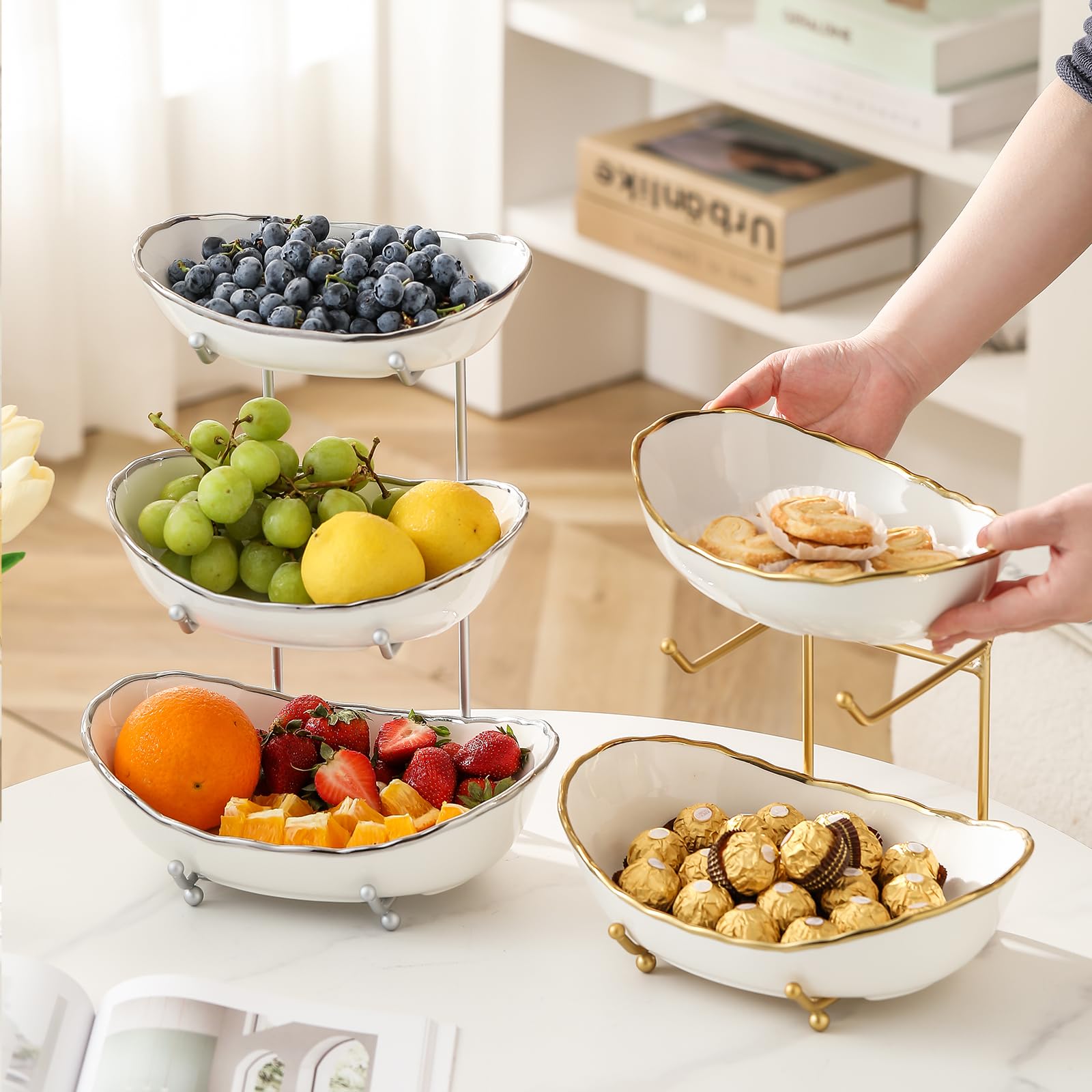 HOMKULA porcelain bowls safe for daily use with gold stand