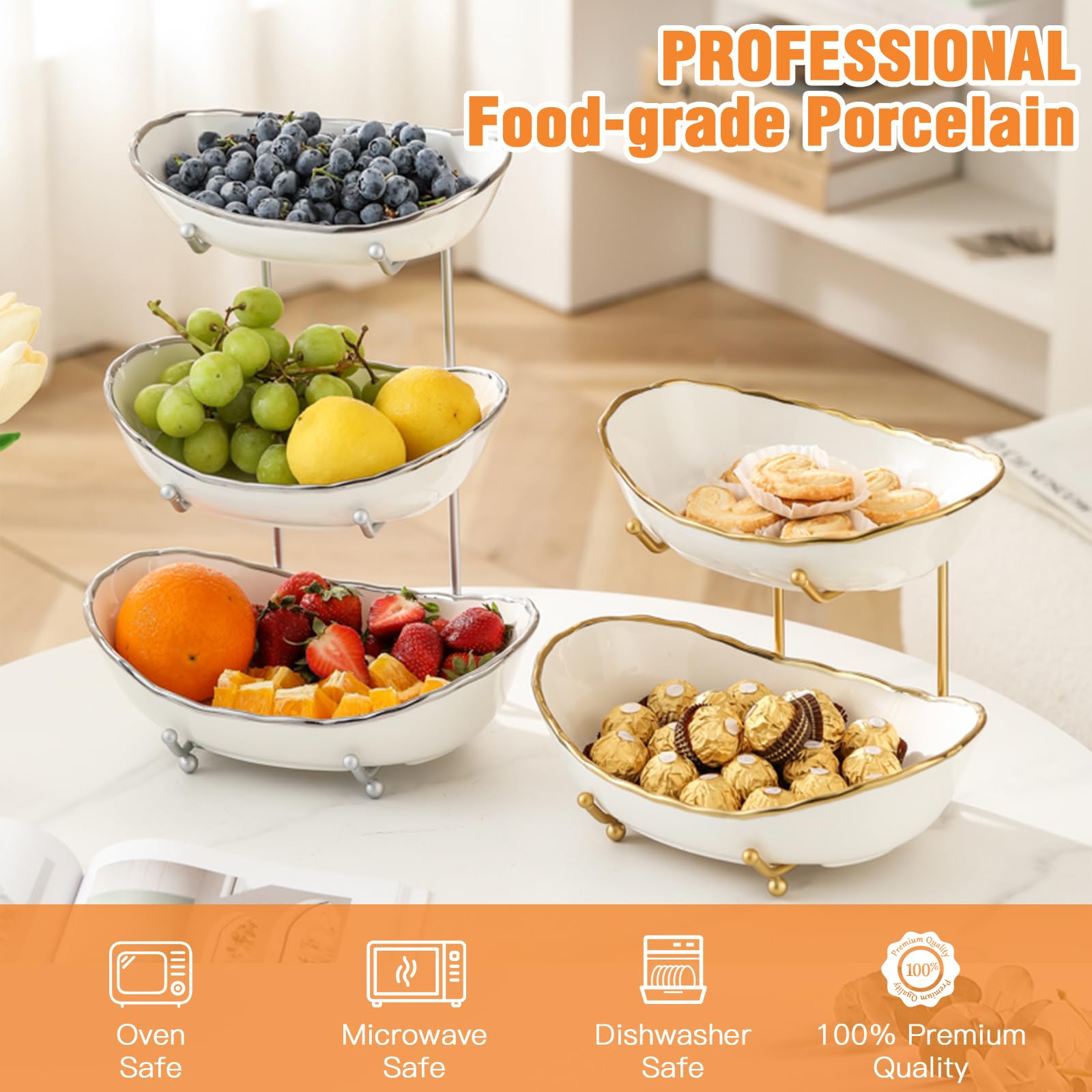 Close-up of HOMKULA large ceramic fruit bowl showing durable glaze and food-safe finish.