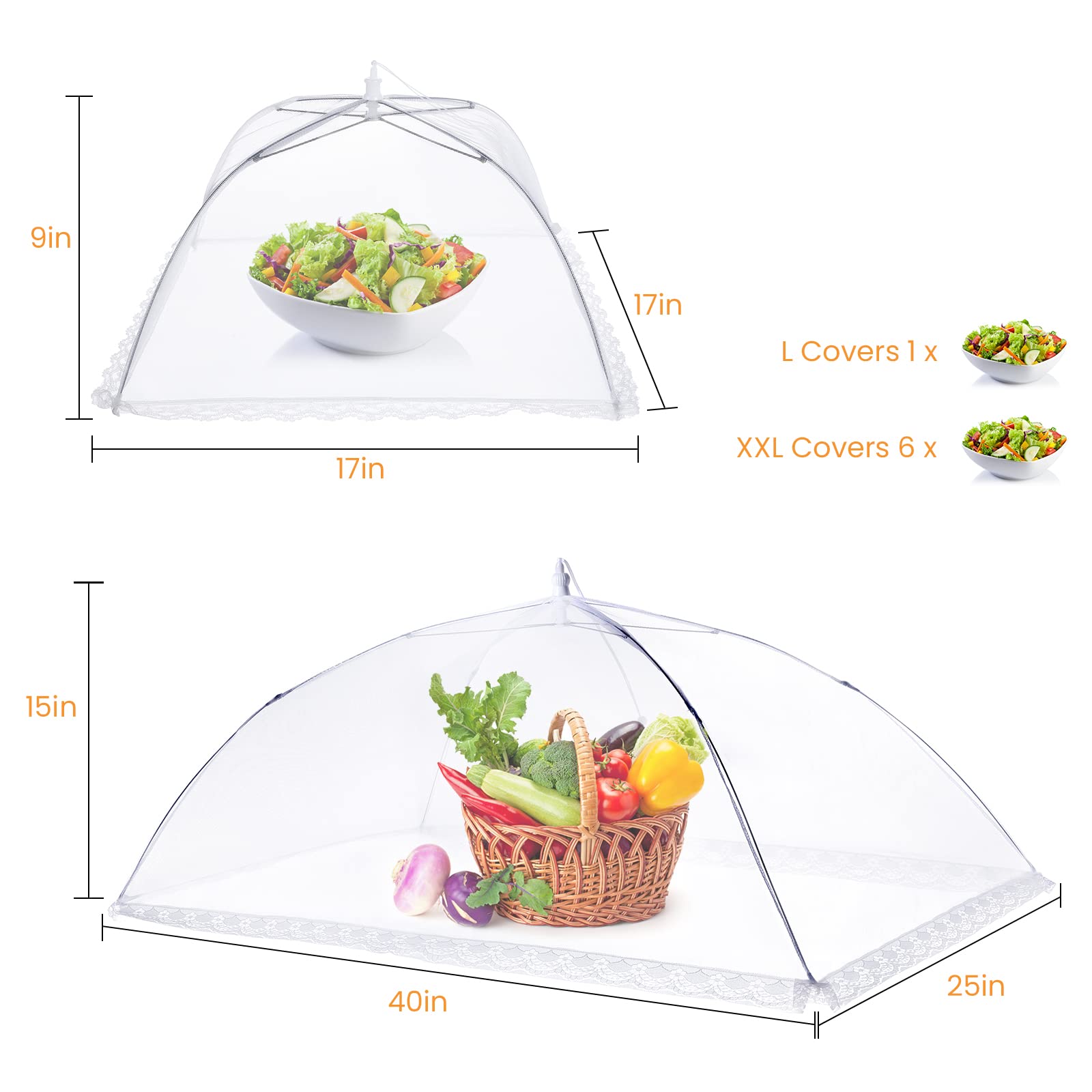 HOMKULA umbrella-style cover opens easily to shield foods from flies.