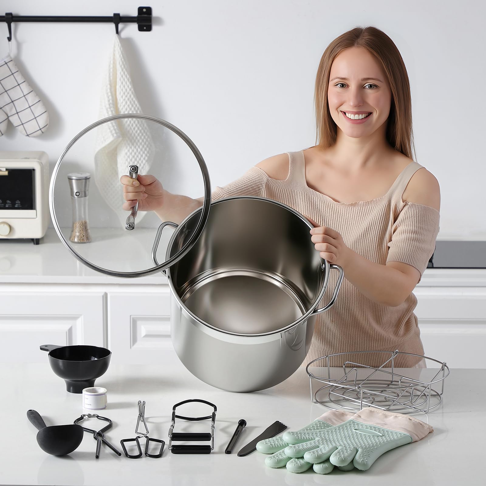 HOMKULA complete canning tools set including funnel and lifters for safe prep