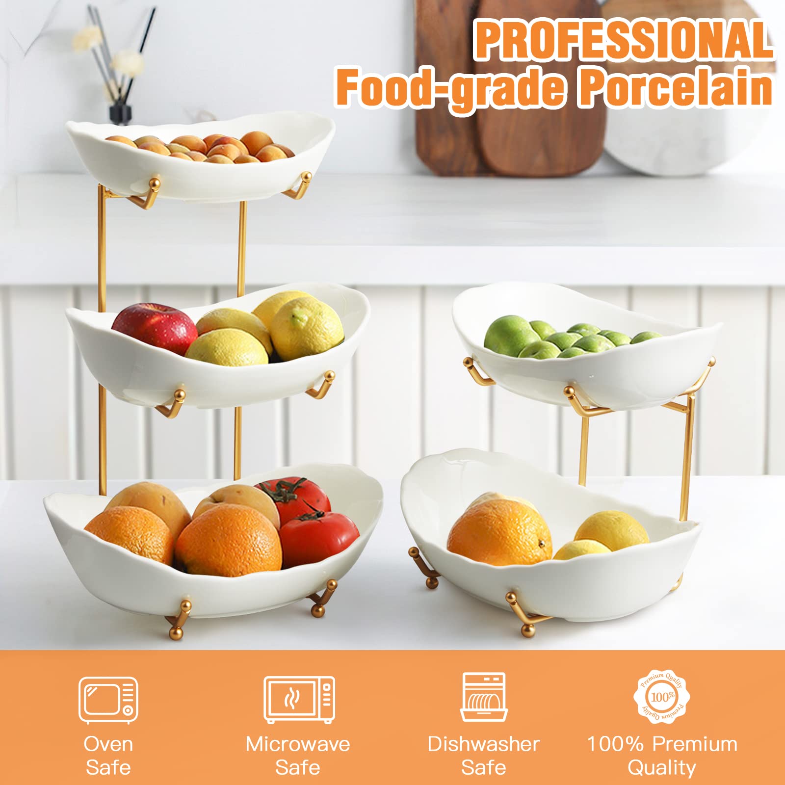 HOMKULA gold metal stand adds elegant kitchen centerpiece