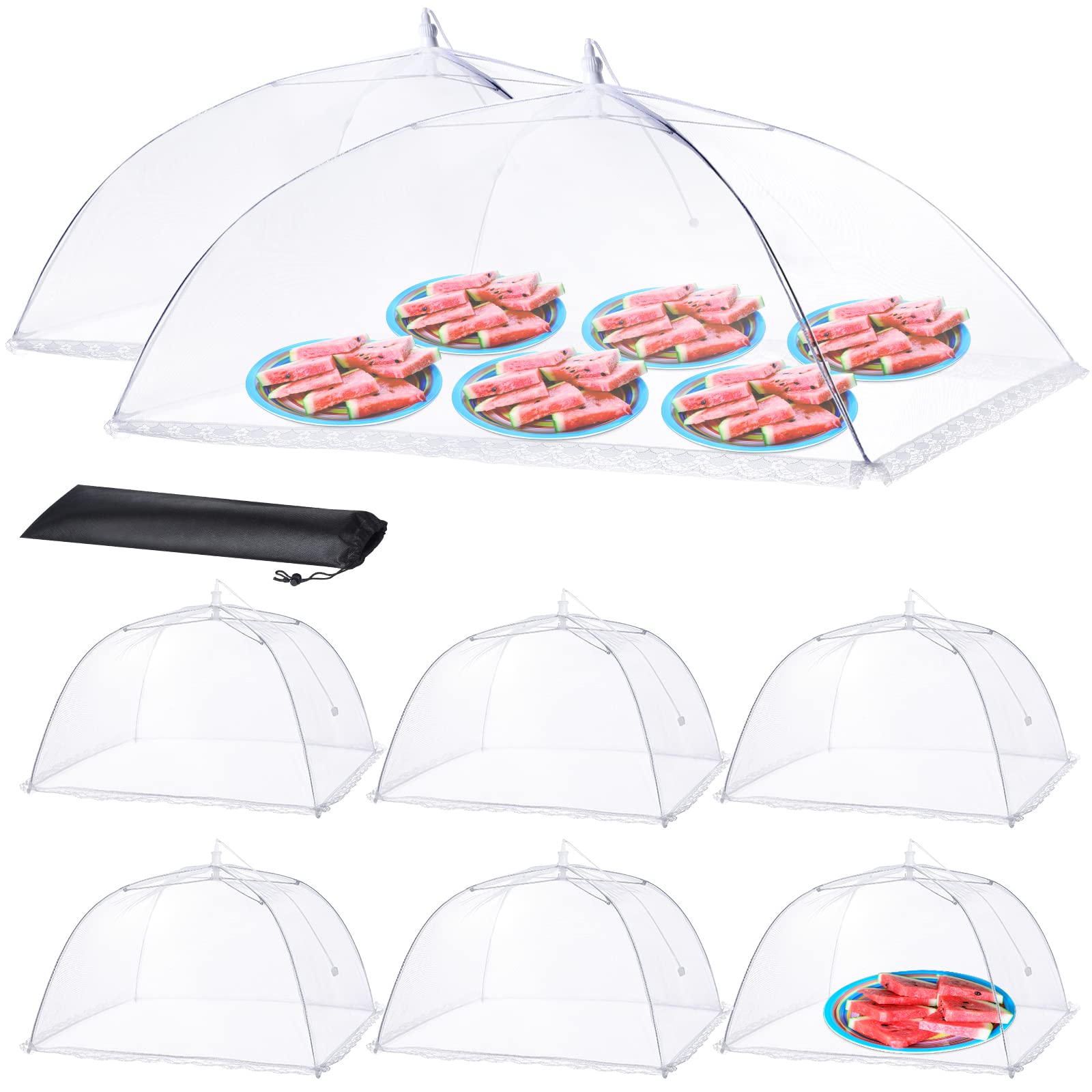 HOMKULA XXL 40x25 in outdoor food covers shield meals from insects at picnics.