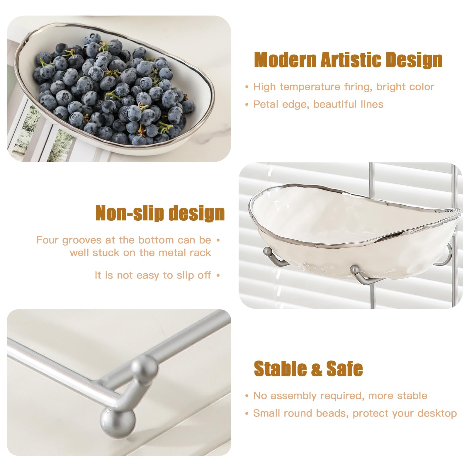 HOMKULA tiered fruit bowl on kitchen counter, elegant modern design