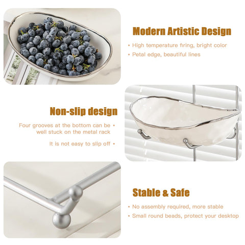HOMKULA tiered fruit bowl on kitchen counter, elegant modern design
