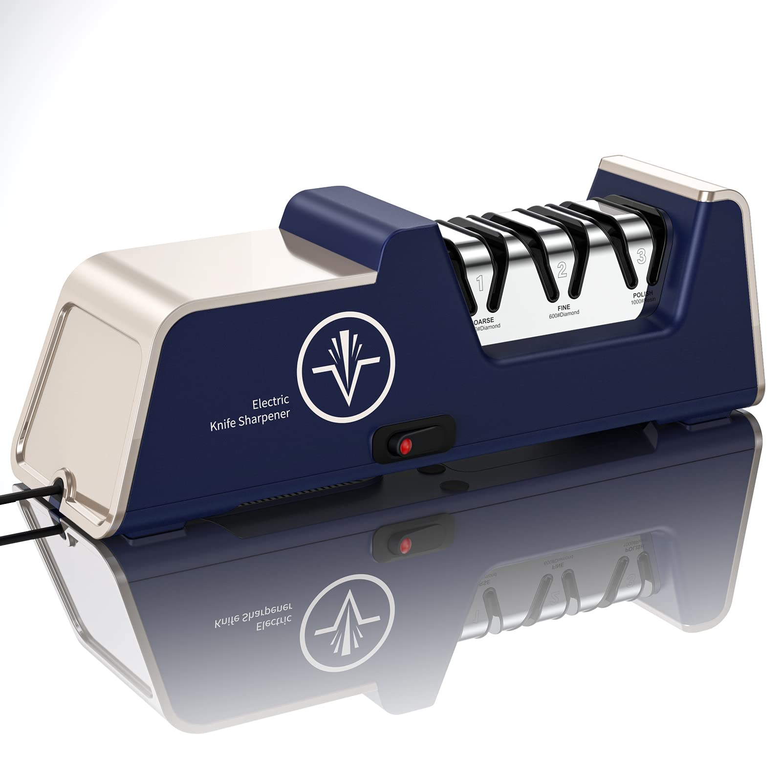 Homly electric sharpener demonstrating stage 1-2 diamond sharpening for a sharper blade