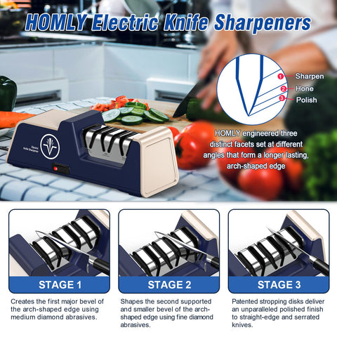 Homly on kitchen counter ready for everyday sharpening tasks