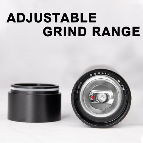 Homnoble pepper grinder burr detail highlights stainless steel grinding for consistent results.