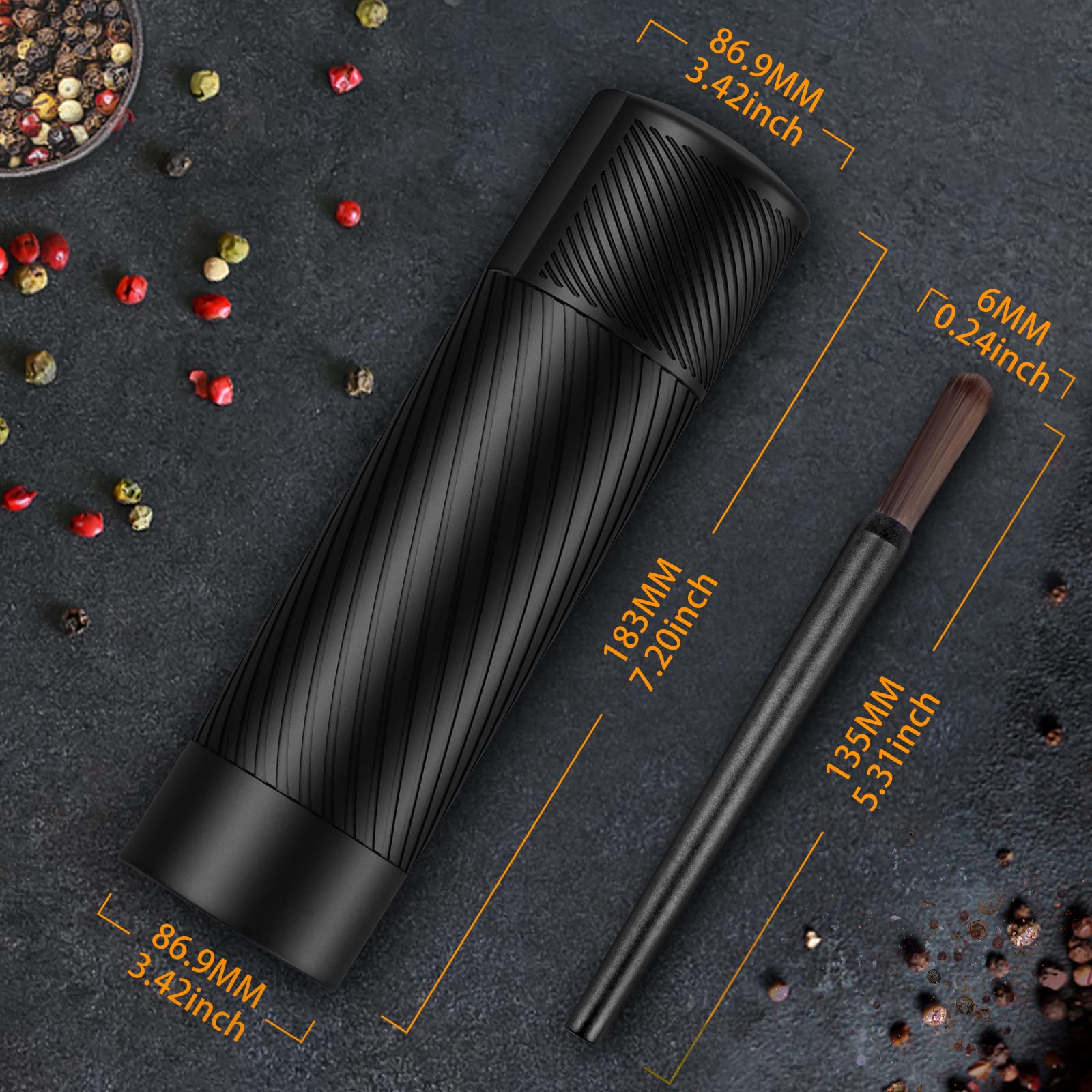 Homnoble pepper grinder refill jar illustrates easy filling process.