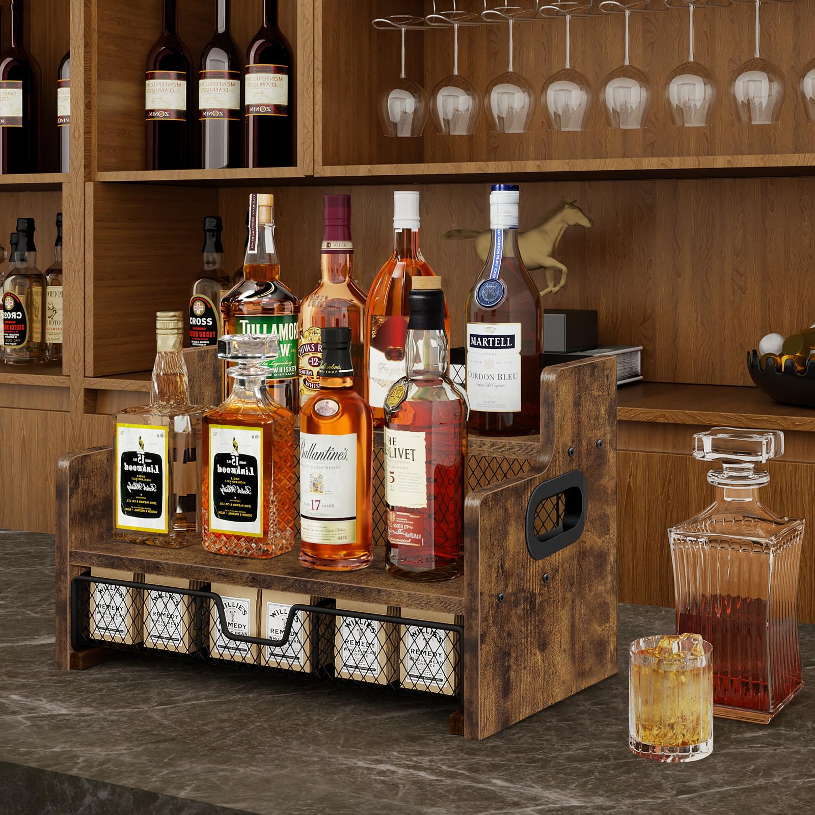 Homode 8-bottle display shows a neat syrup collection at a glance