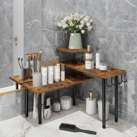 Homode coffee bar organizer keeps mugs and syrups within arm's reach.