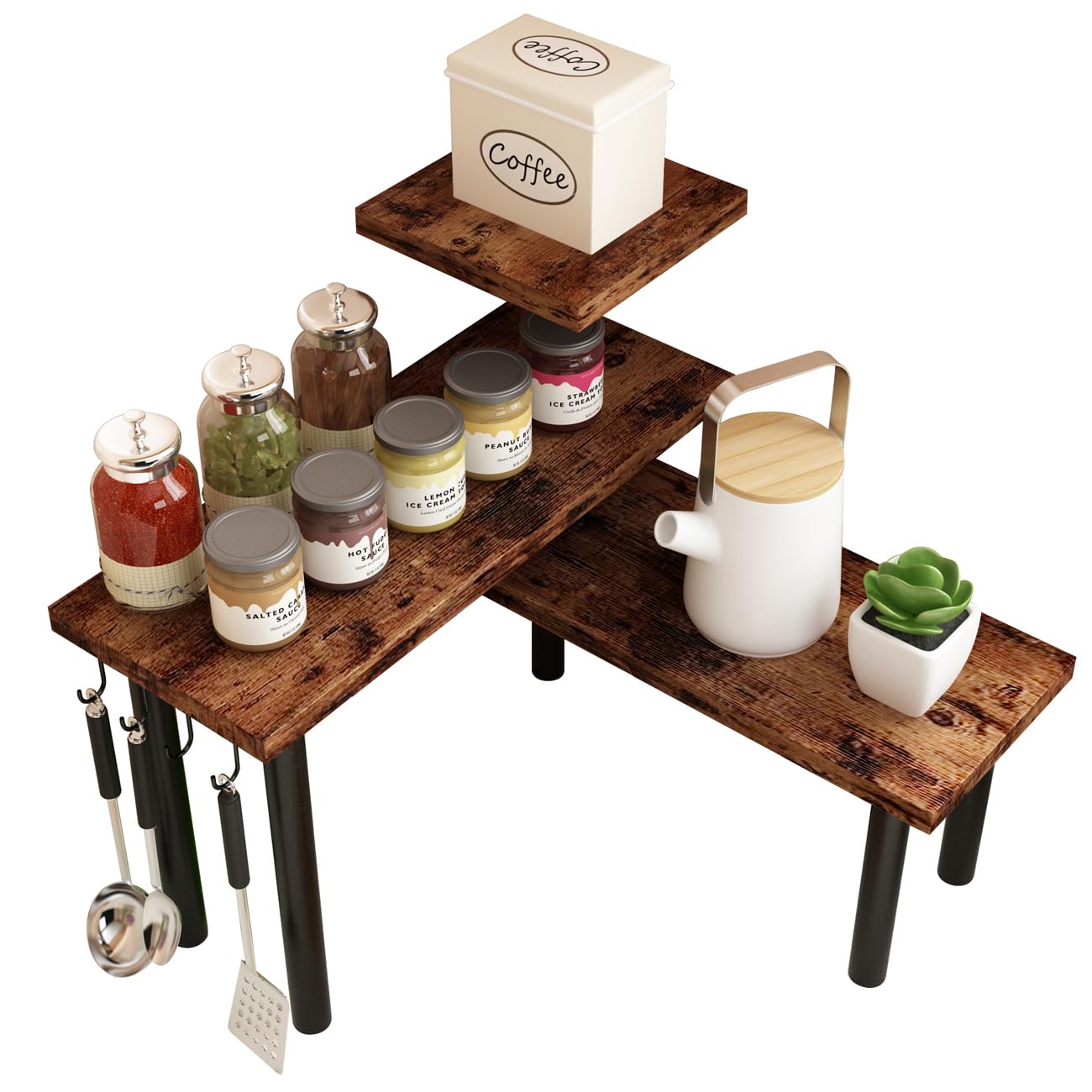 Homode easy-assembly shelf with adjustable legs for stable setup.
