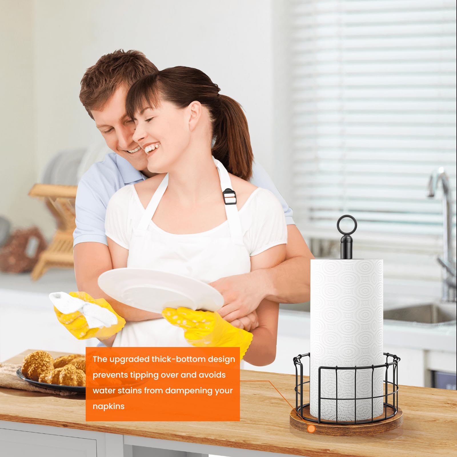 Homode countertop stand complements rustic or farmhouse kitchen decor.