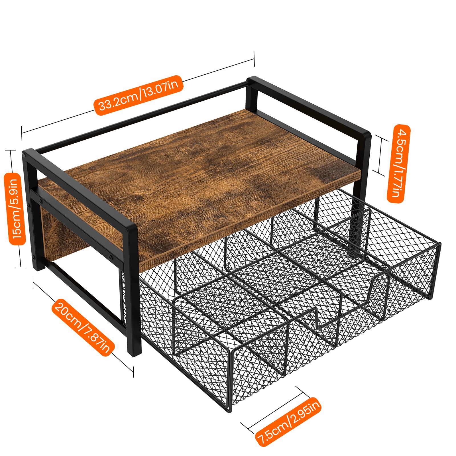 Homode tea bag storage compartments organize different flavors for quick tea selections.