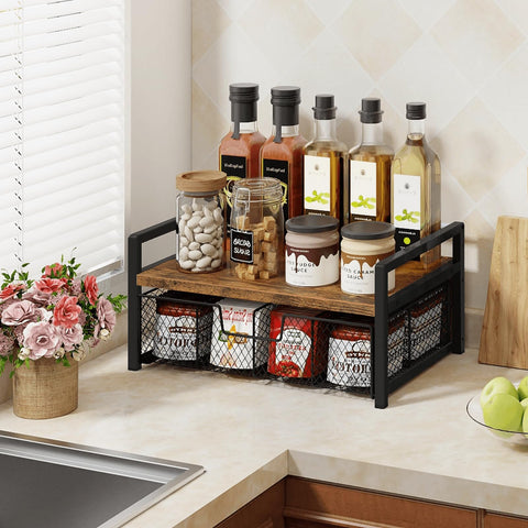 Homode countertop kitchen storage enhances organization on the counter.