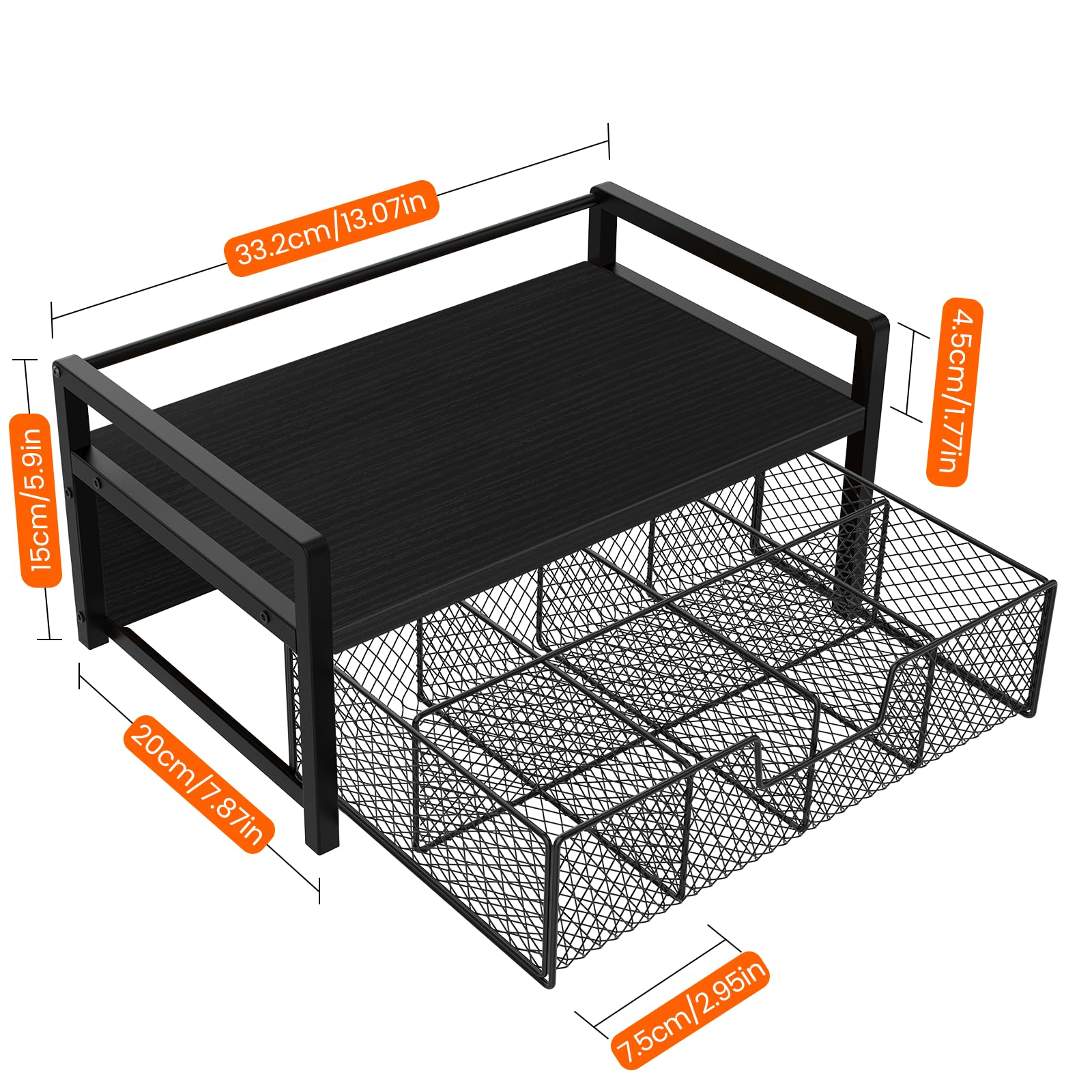 Homode top tray with enclosure holds cups, sugar, and small items securely