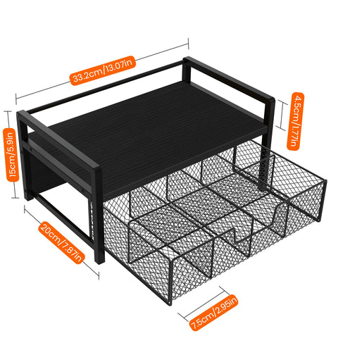 Homode top tray with enclosure holds cups, sugar, and small items securely